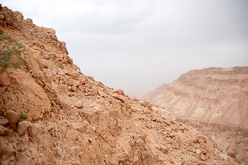 Image showing Hiking in stone desert middle east adventure