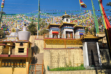 Image showing Buddhist prayer flags in  Dharamshala, India