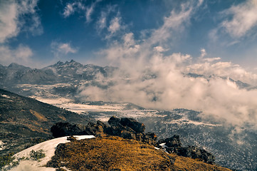 Image showing mountains and clouds in Arunachal Pradesh, India