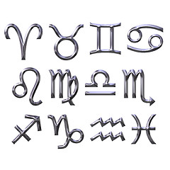 Image showing 3D Silver Zodiac Signs