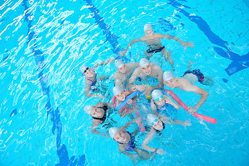 Image showing children group  at swimming pool