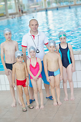 Image showing children group  at swimming pool