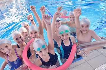 Image showing children group  at swimming pool