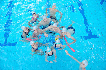 Image showing children group  at swimming pool