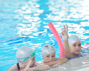 Image showing children group  at swimming pool