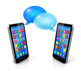 Image showing Speech bubbles and mobile phones