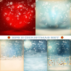 Image showing Christmas set, snowfall. EPS 10