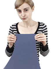 Image showing Woman holding a paper