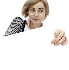 Image showing Woman holding a paper