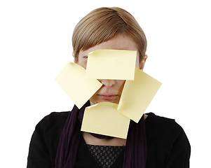 Image showing Woman and post it