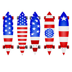 Image showing Vector illustration of american flag longboards