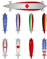 Image showing Vector illustration of world flags longboards