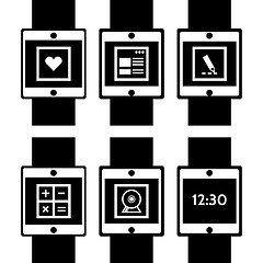 Image showing Black vector icons for smart watch