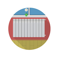 Image showing Flat vector icon for radiator in room
