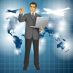 Image showing Vector Business Man Shows Something With Finger