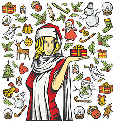 Image showing Christmas Card With Woman