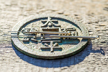 Image showing acupuncture needles on chinese coin