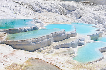 Image showing Travertine pools and terraces in Pamukkale, Turkey