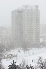 Image showing Snowstorm in the city