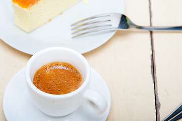 Image showing italian espresso coffee and cheese cake