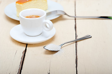 Image showing italian espresso coffee and cheese cake