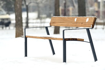 Image showing Wooden bench at winter