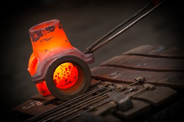 Image showing Hot iron in smeltery