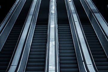 Image showing Moving escalator in the business center