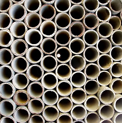 Image showing Stack of metal pipes