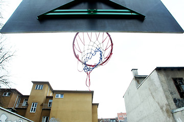 Image showing Basketball hoop from below