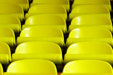 Image showing Yellow chairs in rows