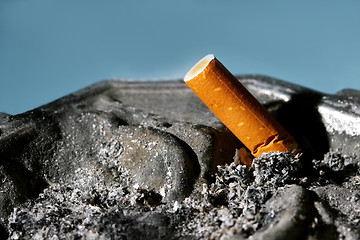 Image showing Cigarette butt in ashtray