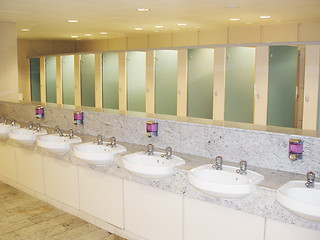 Image showing Row of sinks