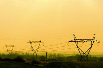 Image showing Power line transmission towers