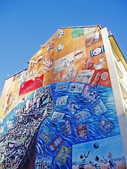 Image showing Wall painted with graffiti