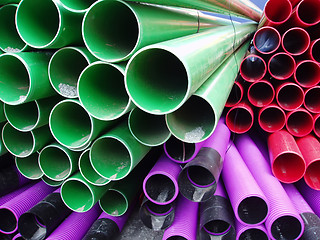 Image showing Close up of plastic pipes