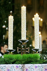 Image showing Candles on church altar