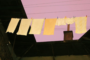 Image showing Laundry drying on washing line