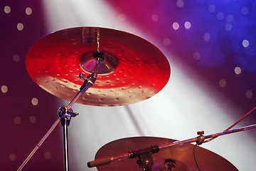 Image showing Close up of drum plates on stage