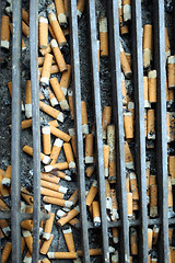 Image showing Close up of cigarette butts