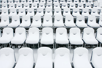 Image showing White stadium chairs