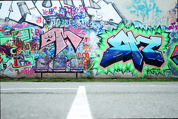 Image showing Colorful graffiti wall