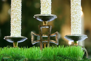 Image showing Candlestick on church altar