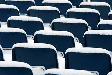 Image showing Blue plastic chairs