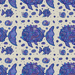 Image showing Fishes. Seamless pattern.