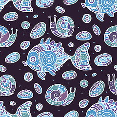 Image showing Fishes. Seamless pattern.