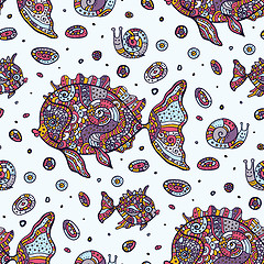 Image showing Fishes. Seamless pattern.