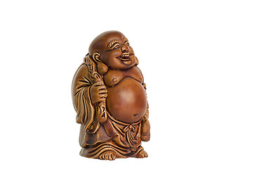 Image showing Statuette of laughing Buddha on a white background