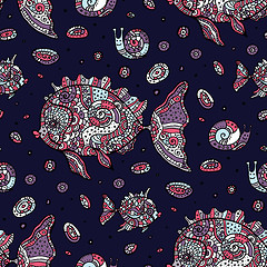 Image showing Fishes. Seamless pattern.