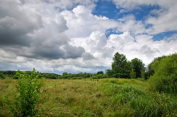 Image showing Summer landscape with low clouds